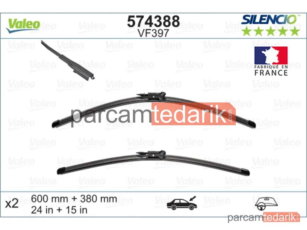 VALEO 574388 | Silecek Süpürgesi (380 mm) — Nissan Qashqai I, Hyundai Bayon, Hyundai i20 III
